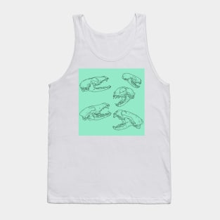 North American Predator Skulls Black Lines Minty Tank Top